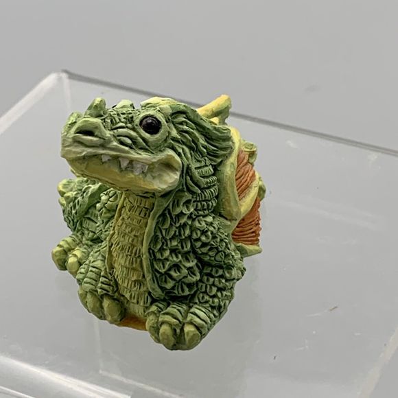 Vintage 1993 Stone Critter Littles Green Dragon SCL 003 Made in the USA Fantasy - Picture 7 of 14
